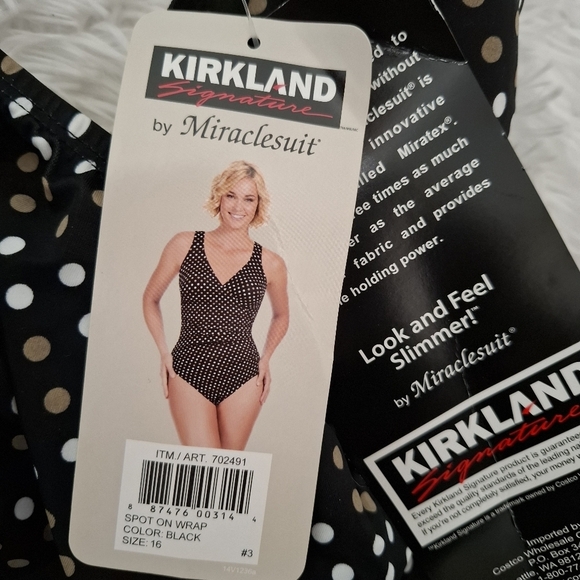 Kirkland by Miraclesuit Women's Size 16 Swimsuit Black White Polka Dot One Piece - Picture 8 of 10